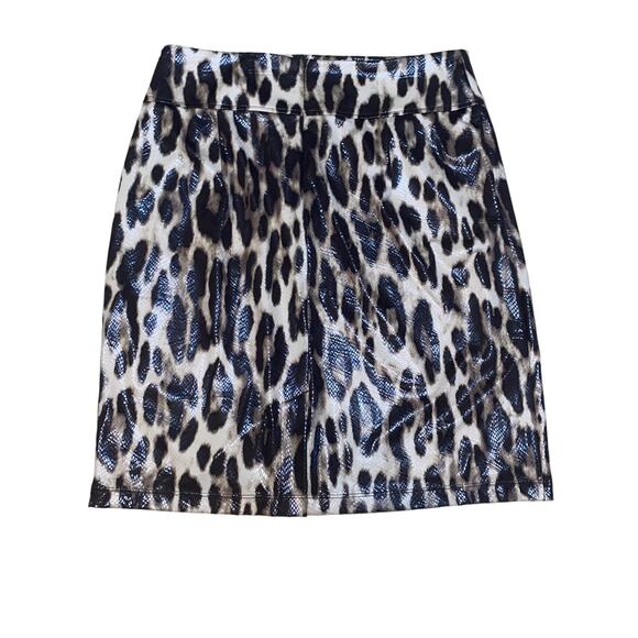 Travelers by Chico's Leopard Animal Print Fully Lined Pencil Skirt Size 1 Brown - Picture 2 of 5